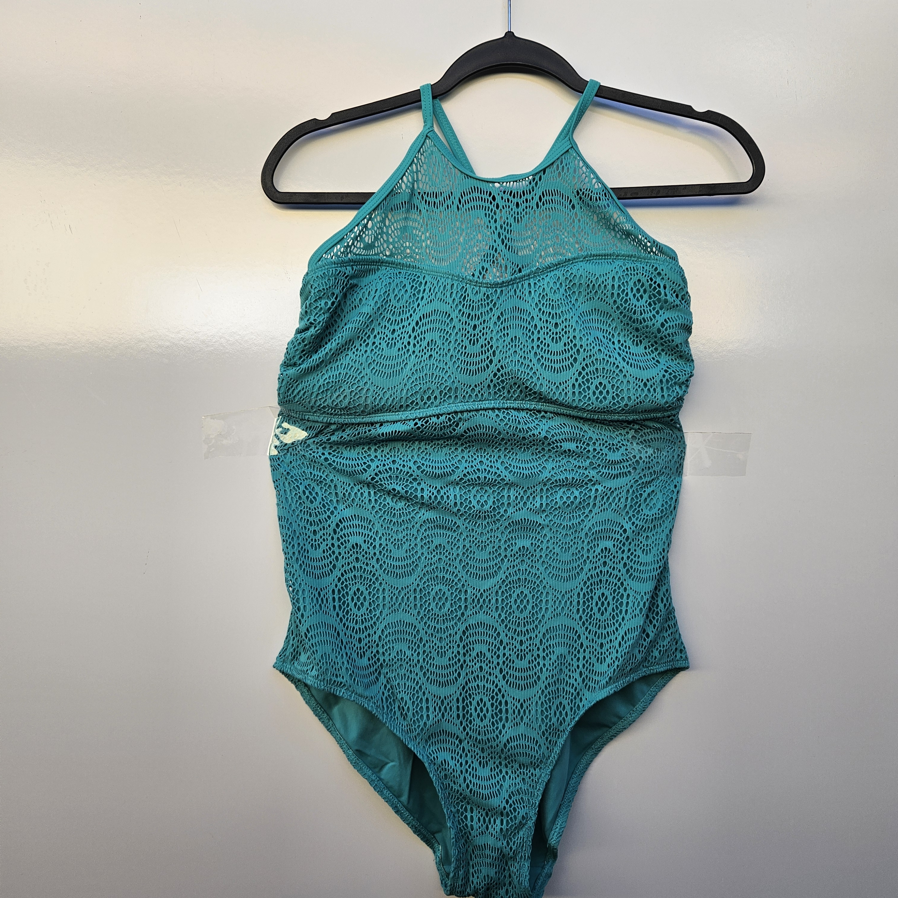 Teal Lace Halter One-Piece Swimsuit